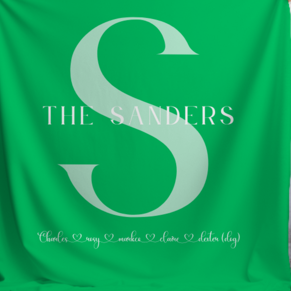 Family Monogram With Connected Names | Velveteen Plush Blanket