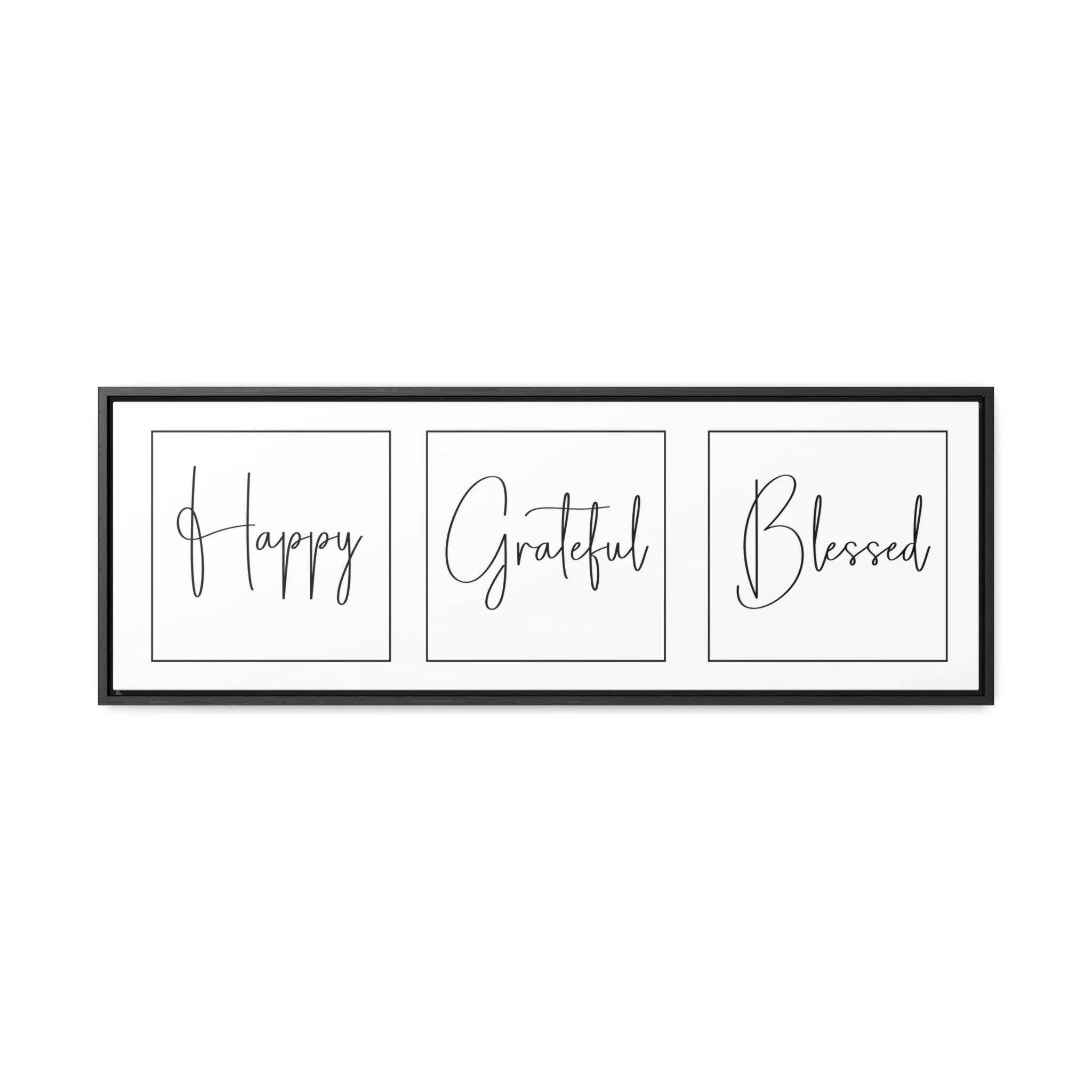 Happy. Grateful. Blessed | Gratitude Wall Art | Canvas