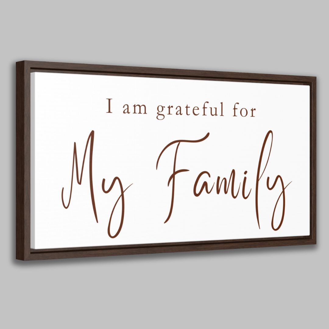 Grateful For Family | Gratitude Wall Art | Canvas