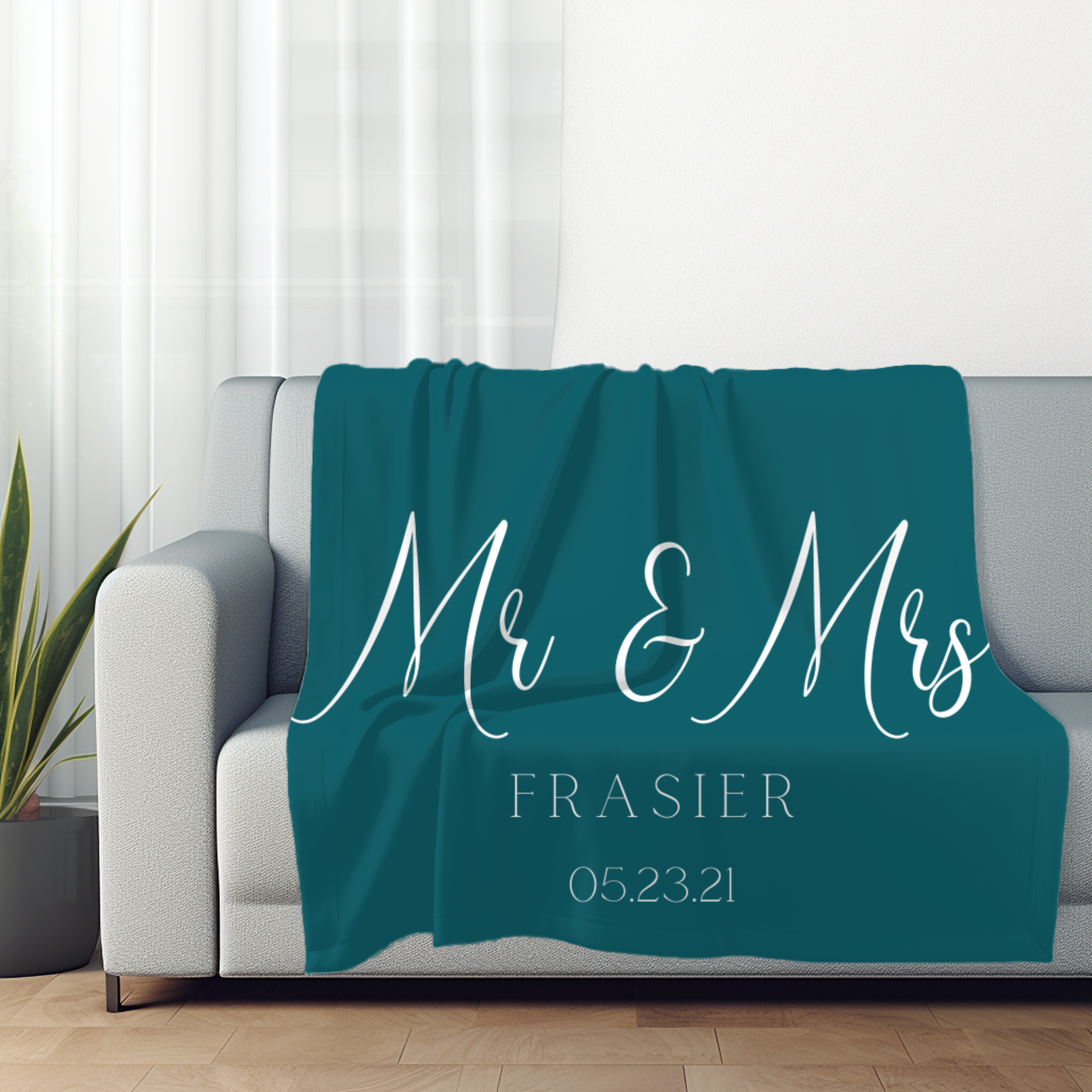 Mr. & Mrs. | Last Name | Velveteen Plush Blanket