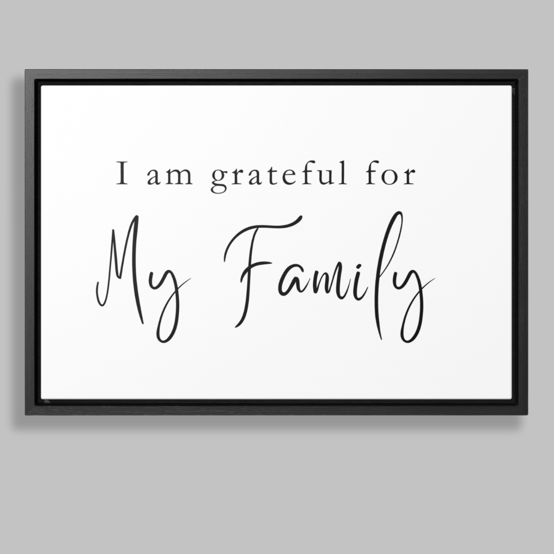 Grateful For Family | Gratitude Wall Art | Canvas