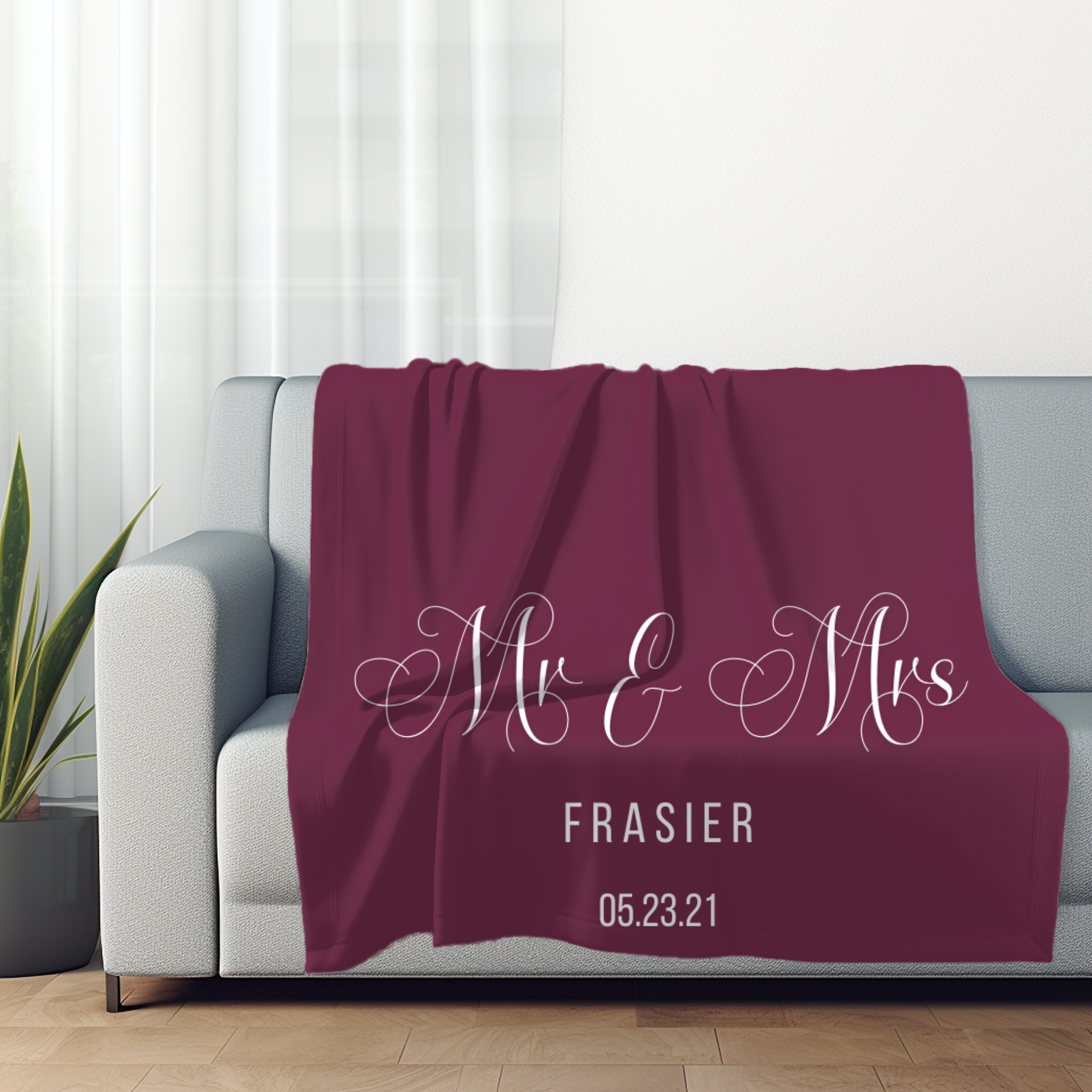 Mr. & Mrs. | Last Name | Velveteen Plush Blanket