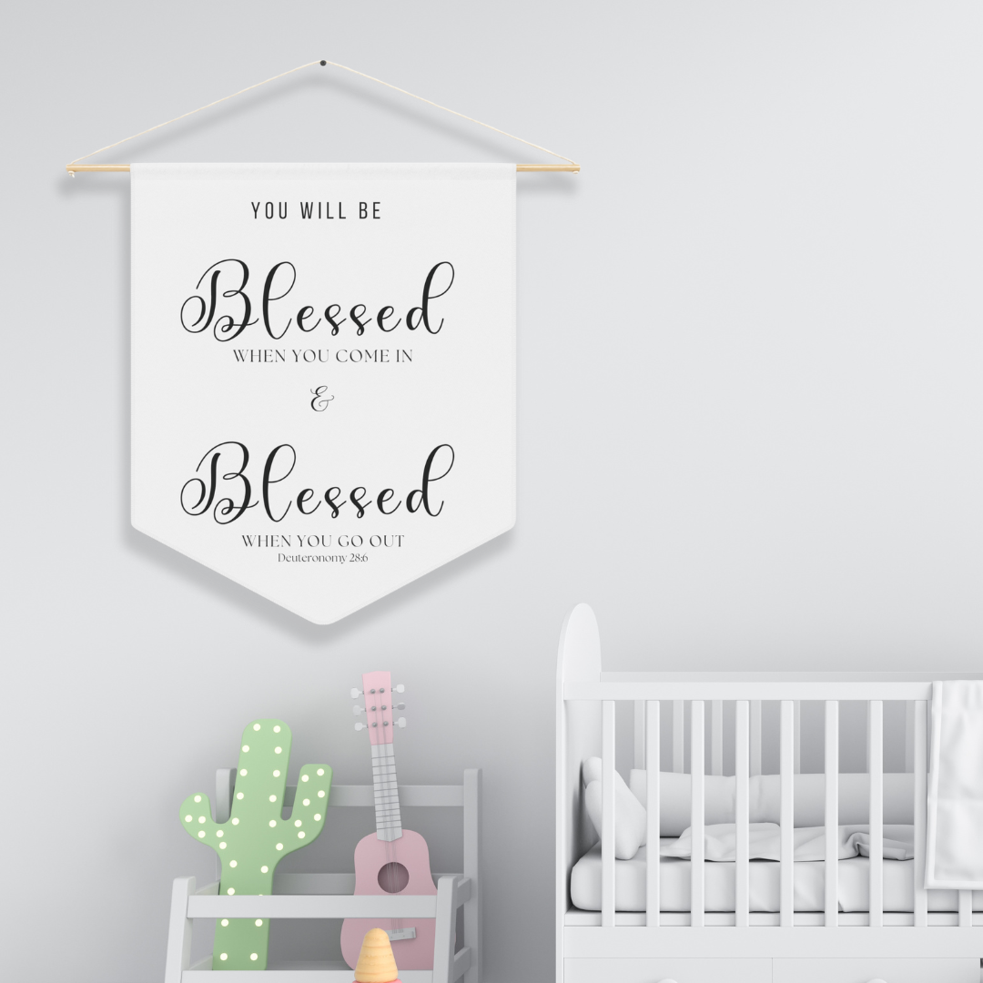 Blessed Coming In & Going Out | Nursery Pennant Wall Art