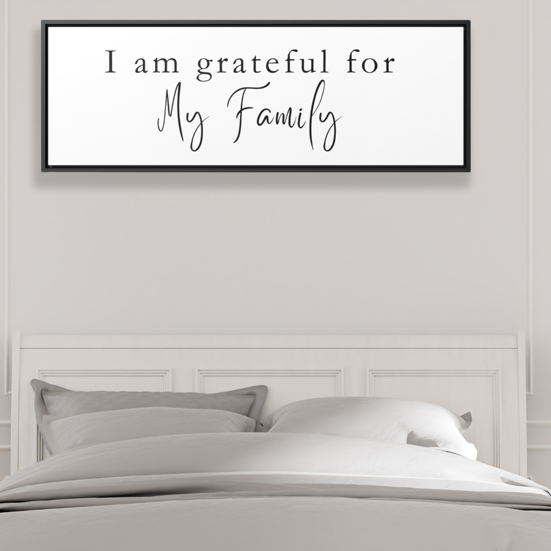 Grateful For Family | Gratitude Wall Art | Canvas