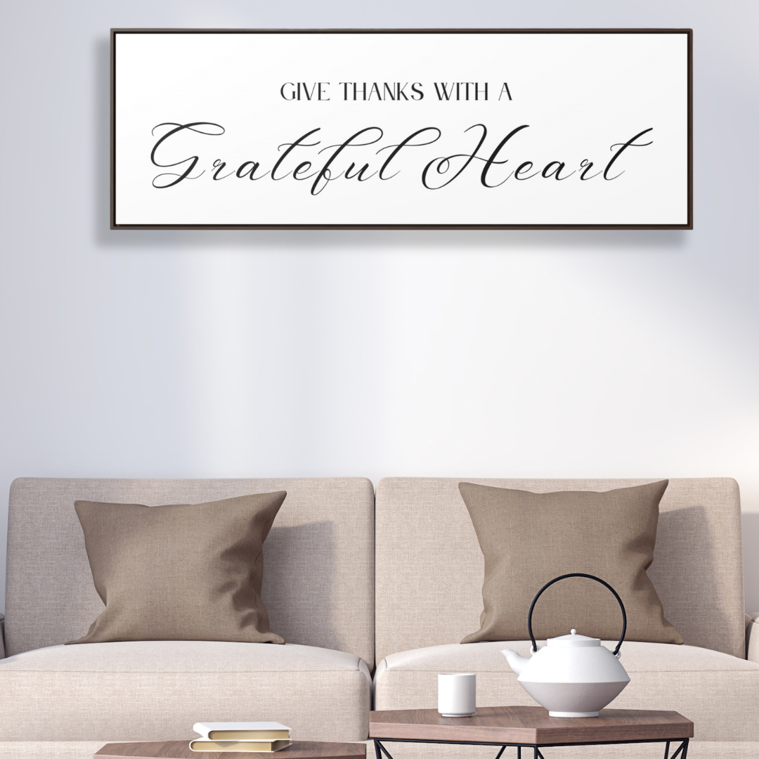 Give Thanks With Grateful Hearts | Gratitude Wall Art | Canvas