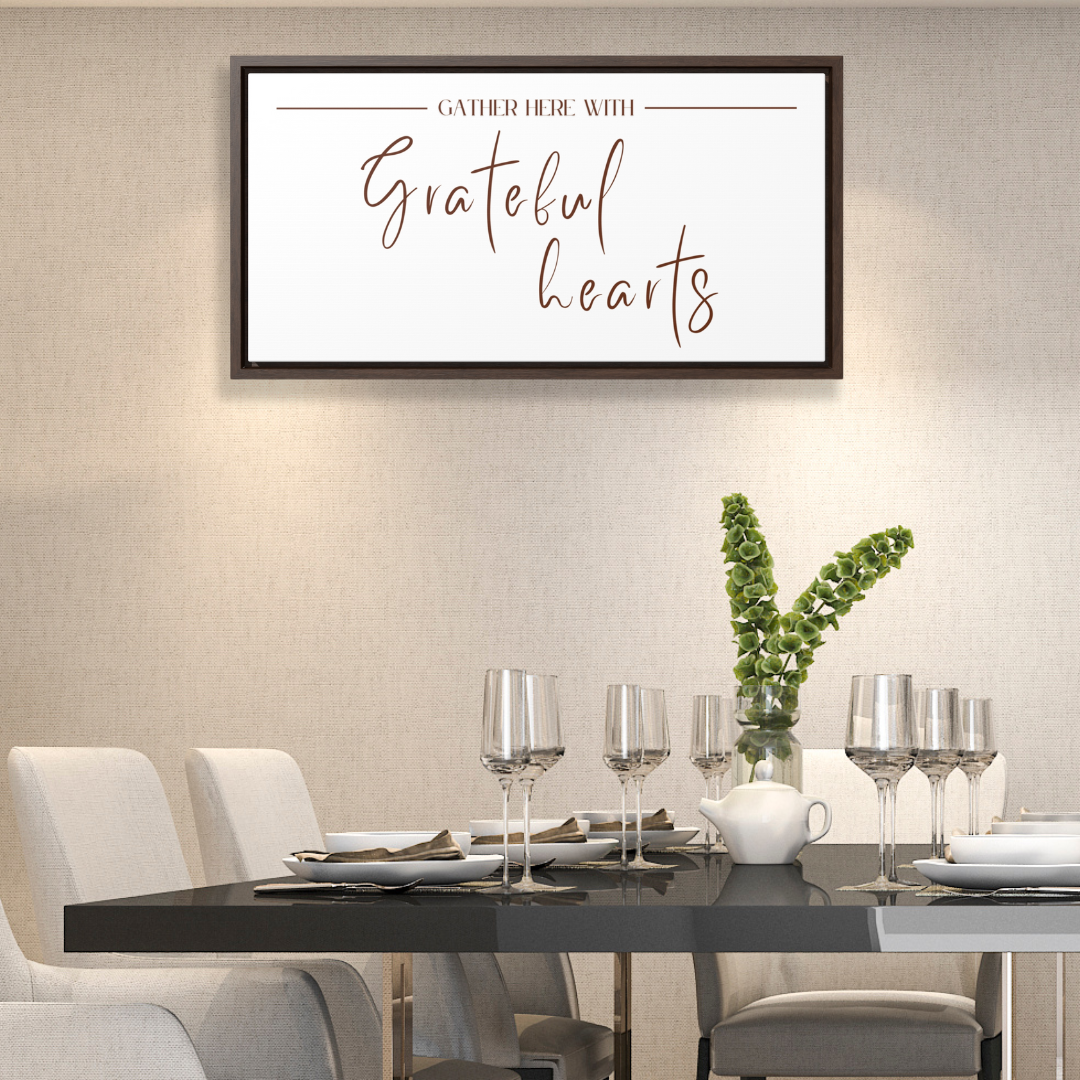 Gather With Grateful Hearts | Gratitude Wall Art | Canvas