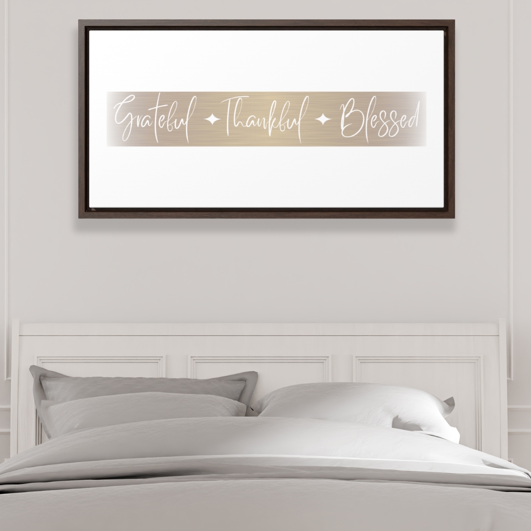 Grateful, Thankful, Blessed | Gratitude Wall Art | Canvas