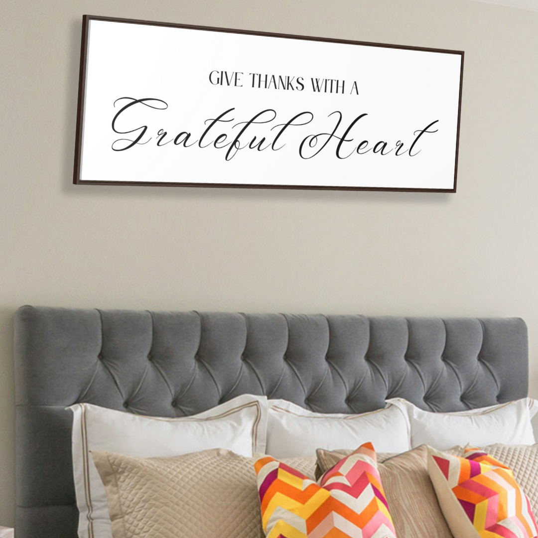 Give Thanks With Grateful Hearts | Gratitude Wall Art | Canvas