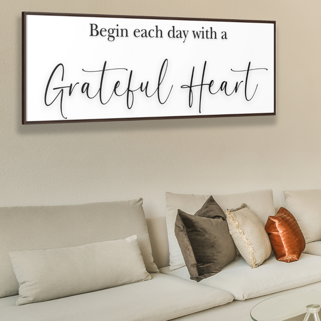 Begin With Grateful Hearts | Gratitude Wall Art | Canvas