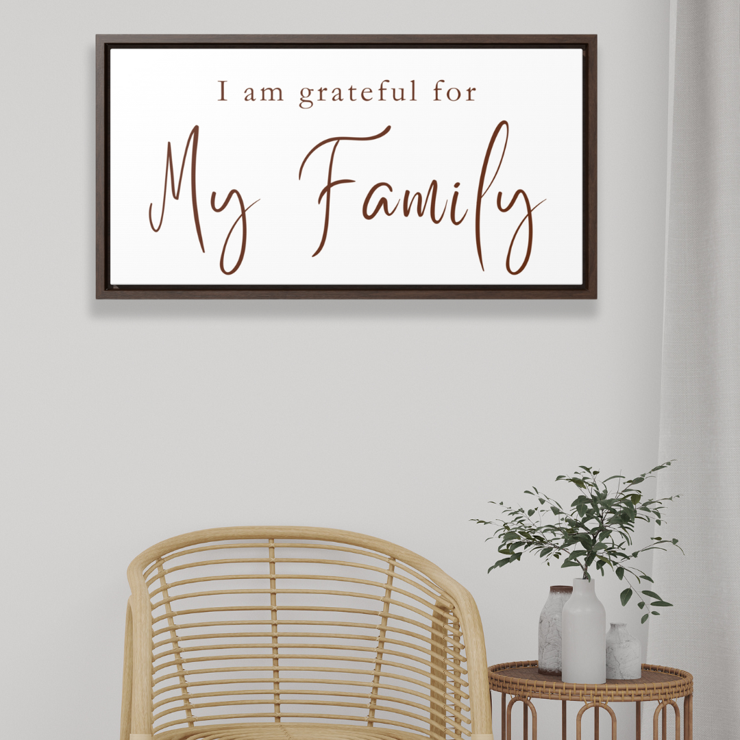 Grateful For Family | Gratitude Wall Art | Canvas