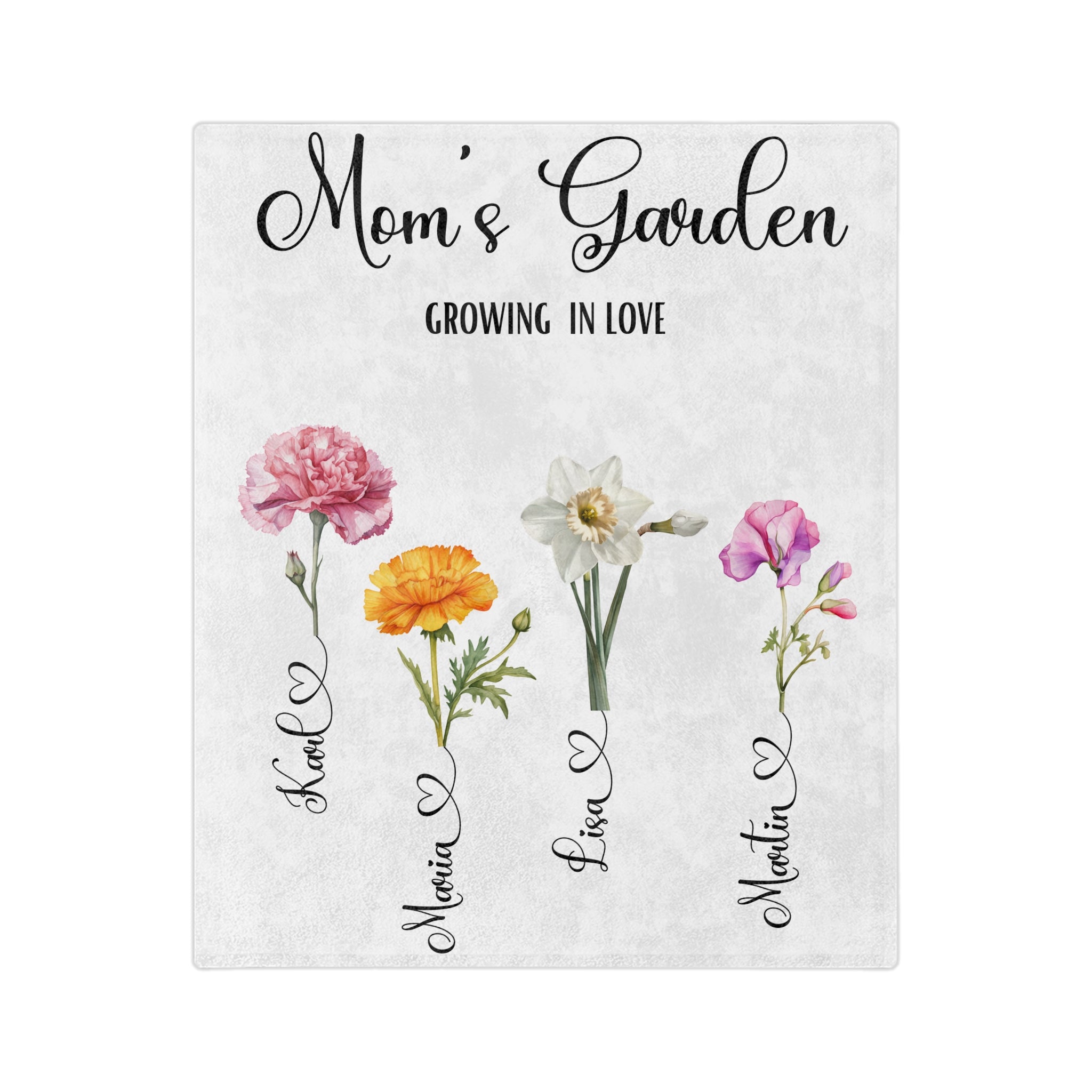 Family Names With birth flower | Velveteen Minky Blanket