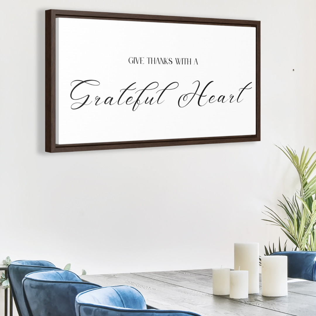 Give Thanks With Grateful Hearts | Gratitude Wall Art | Canvas