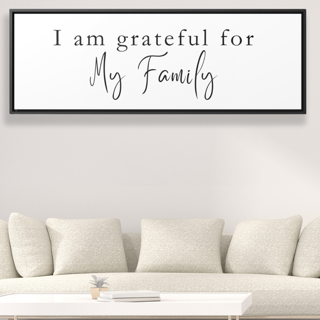 Grateful For Family | Gratitude Wall Art | Canvas