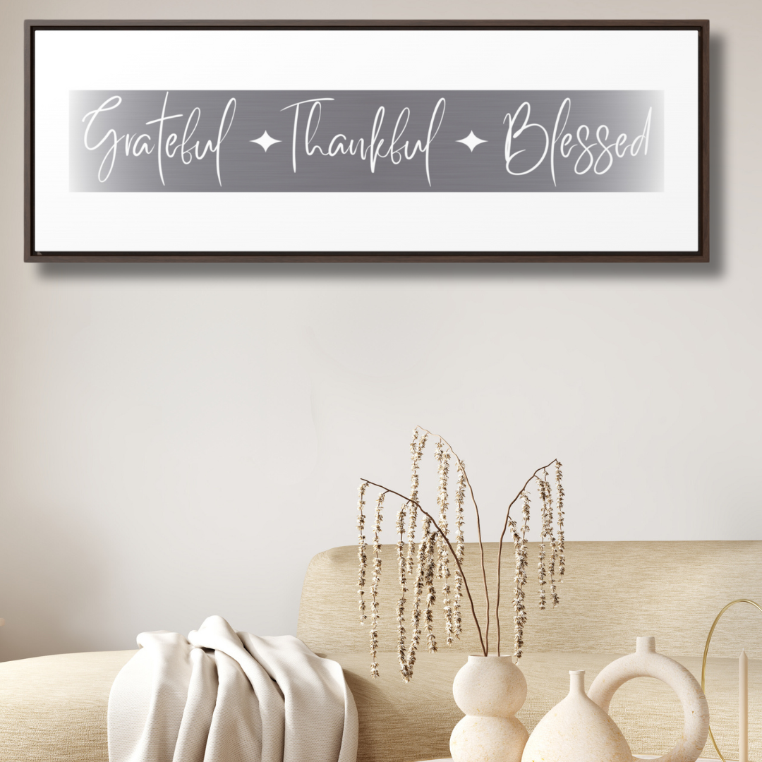 Grateful, Thankful, Blessed | Gratitude Wall Art | Canvas