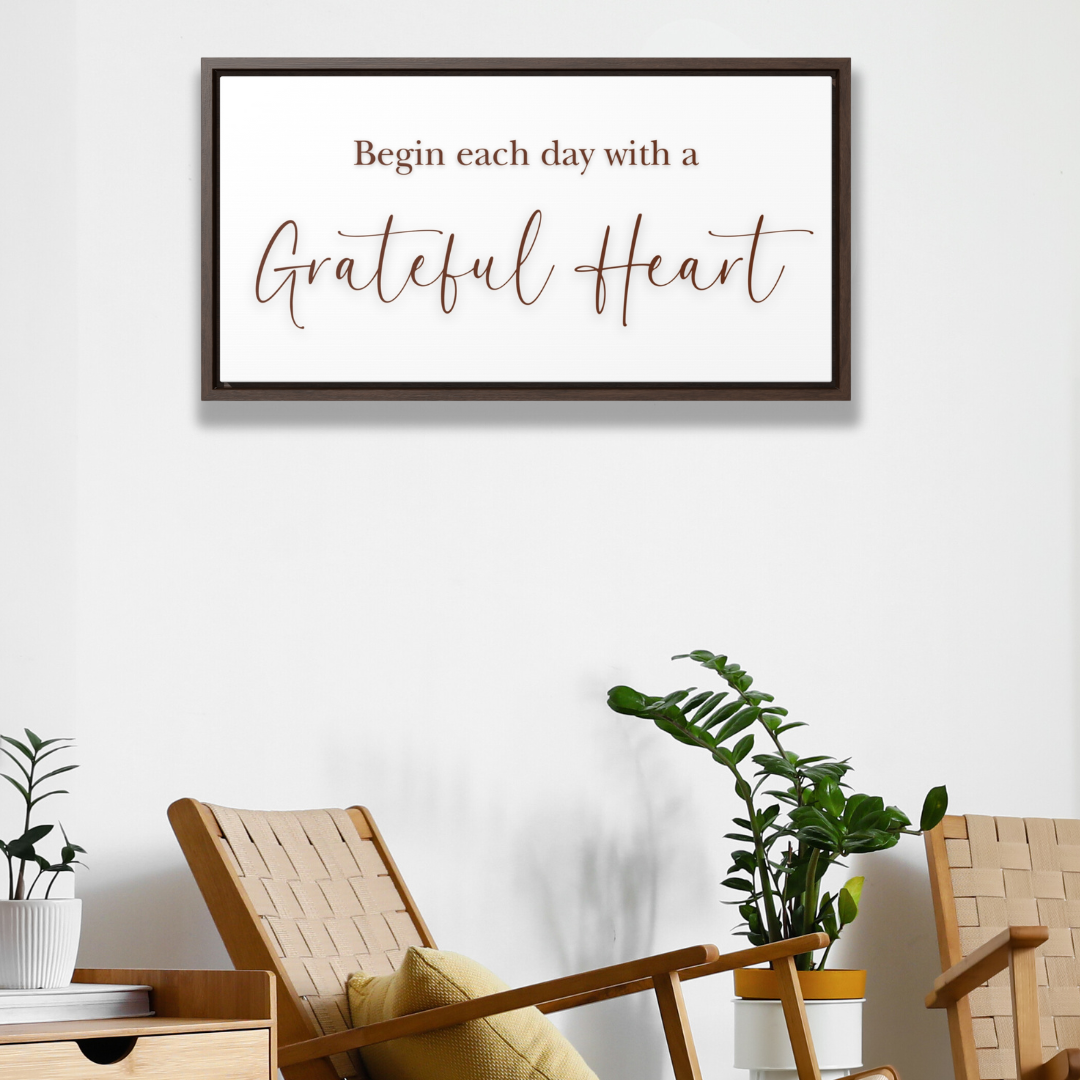 Begin With Grateful Hearts | Gratitude Wall Art | Canvas