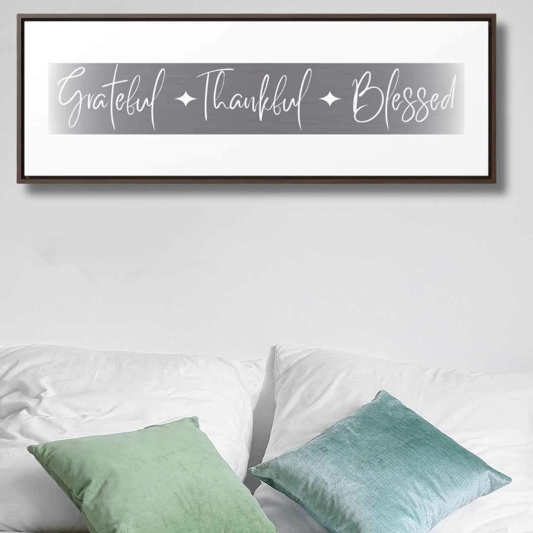 Grateful, Thankful, Blessed | Gratitude Wall Art | Canvas