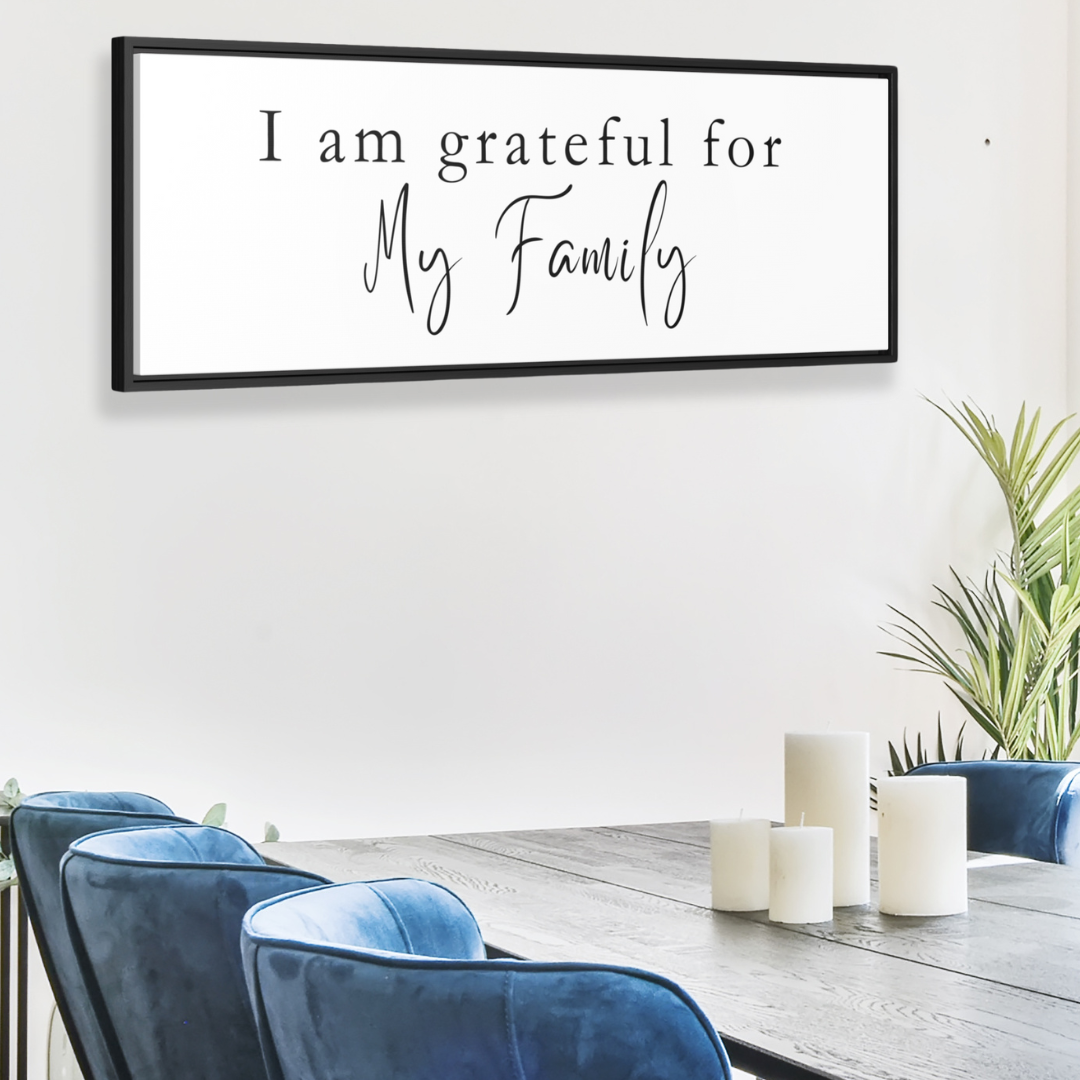 Grateful For Family | Gratitude Wall Art | Canvas