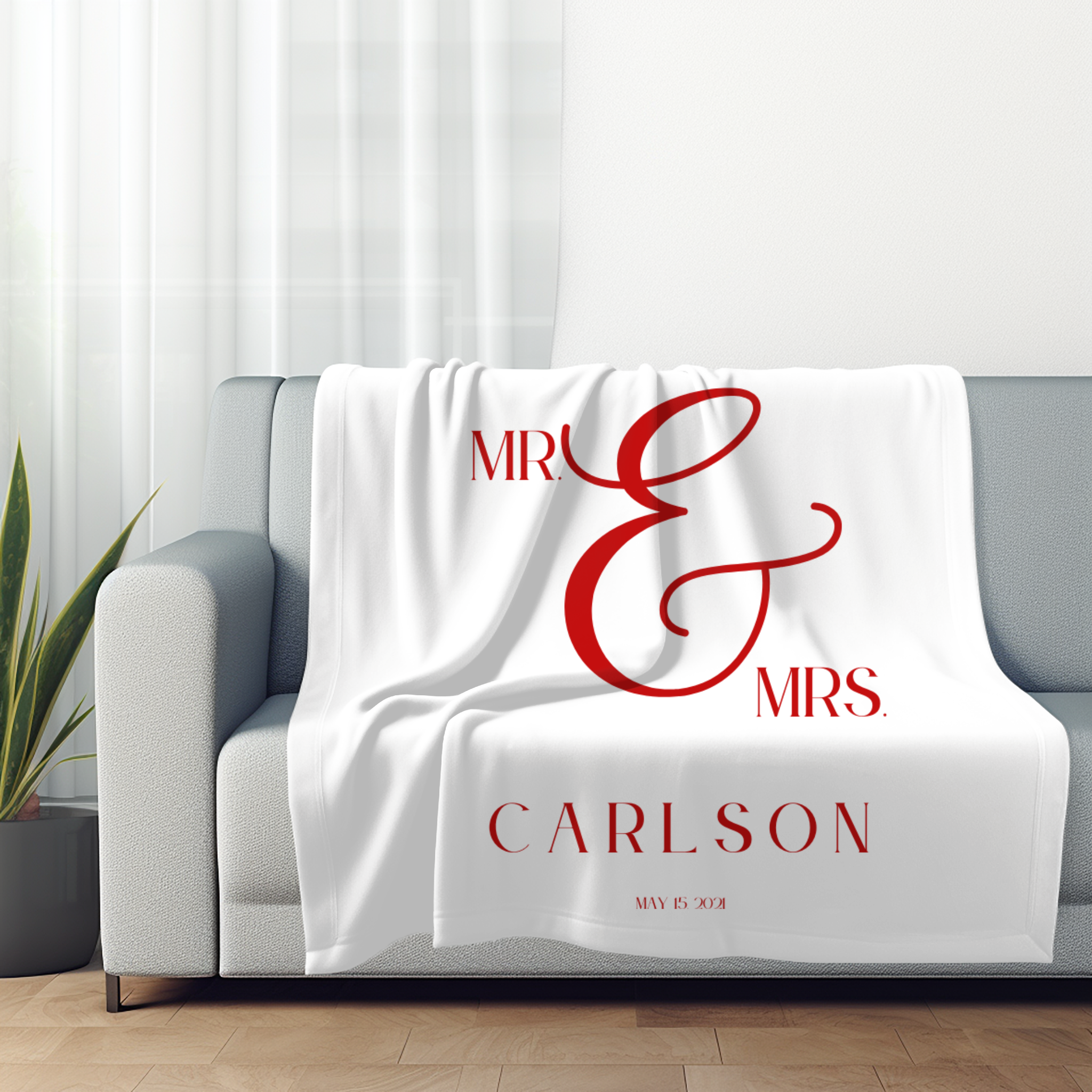 Mr. & Mrs. | Last Name | Velveteen Plush Blanket