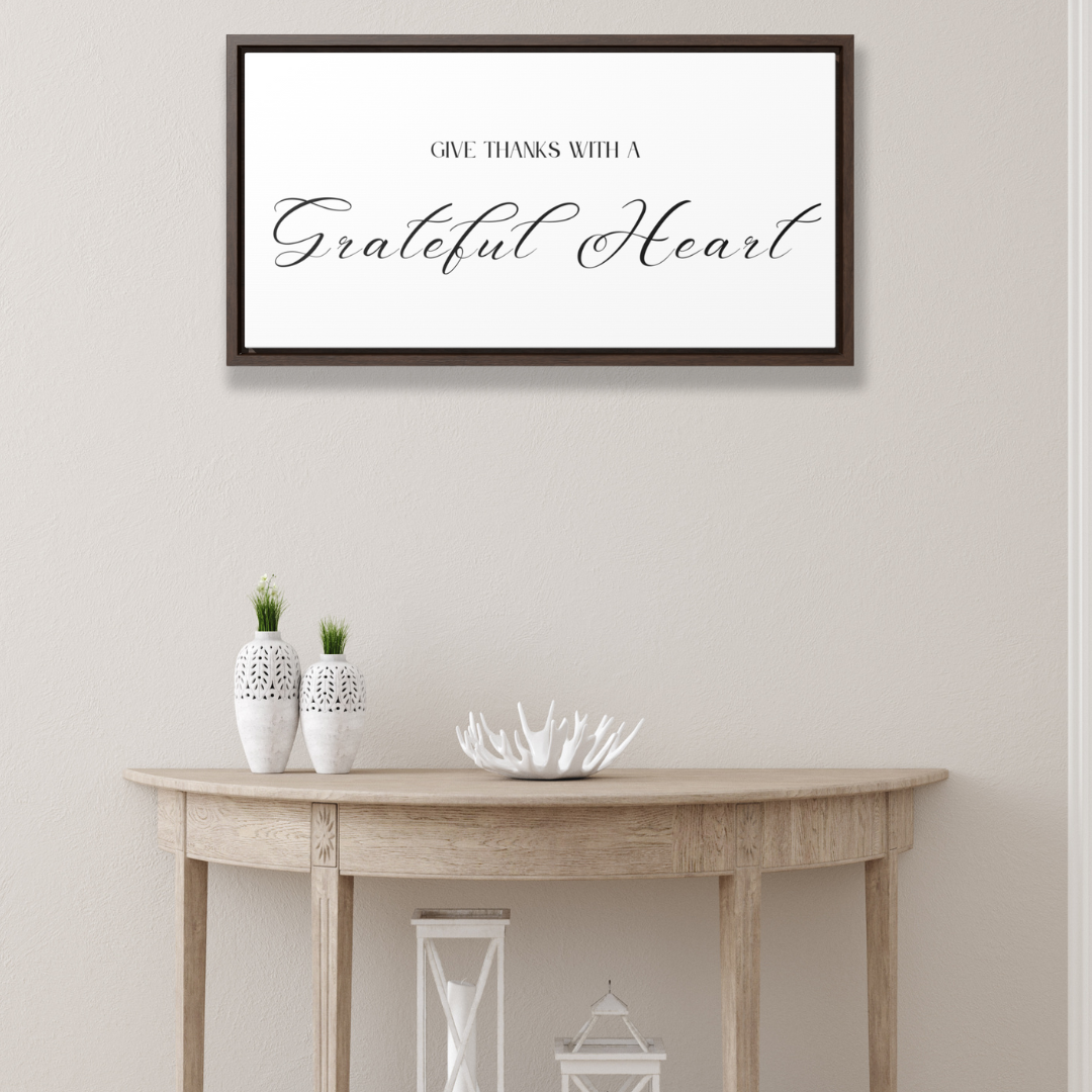 Give Thanks With Grateful Hearts | Gratitude Wall Art | Canvas