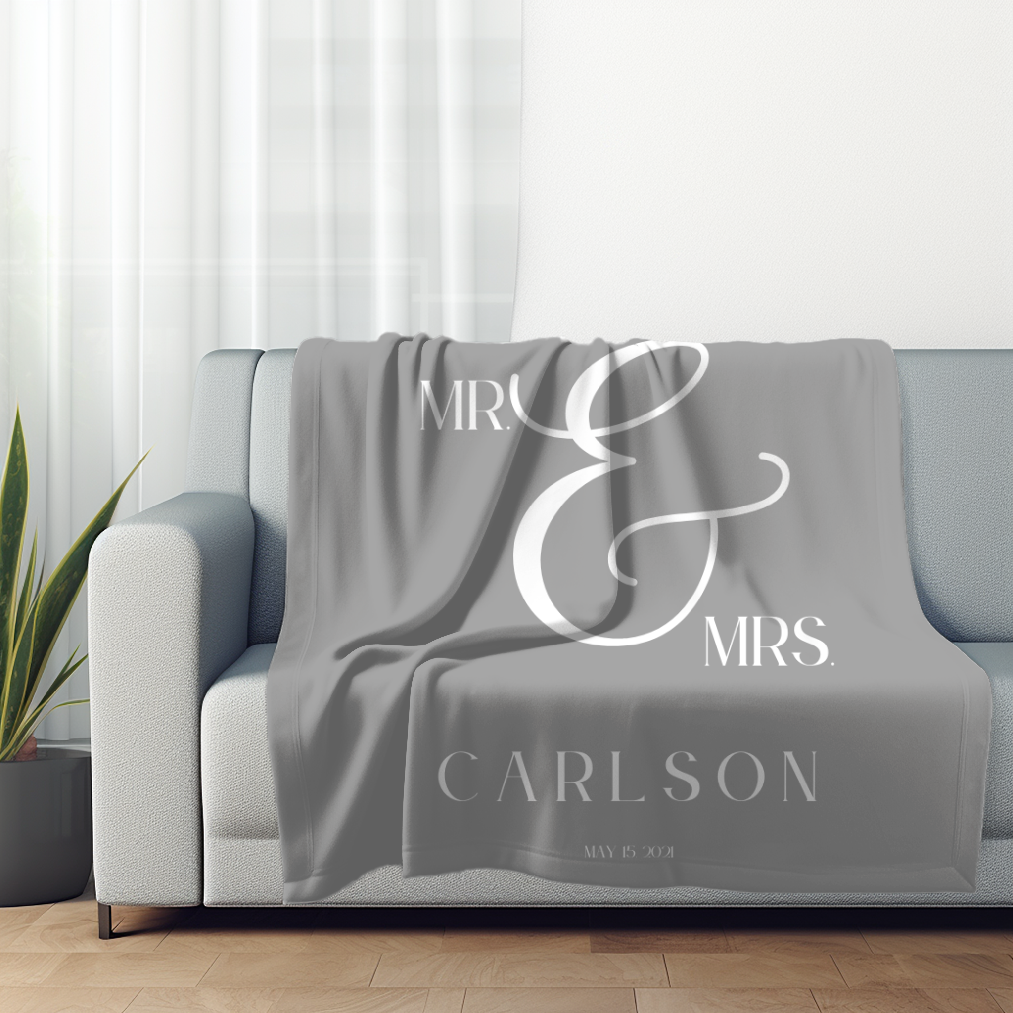 Mr. & Mrs. | Last Name | Velveteen Plush Blanket