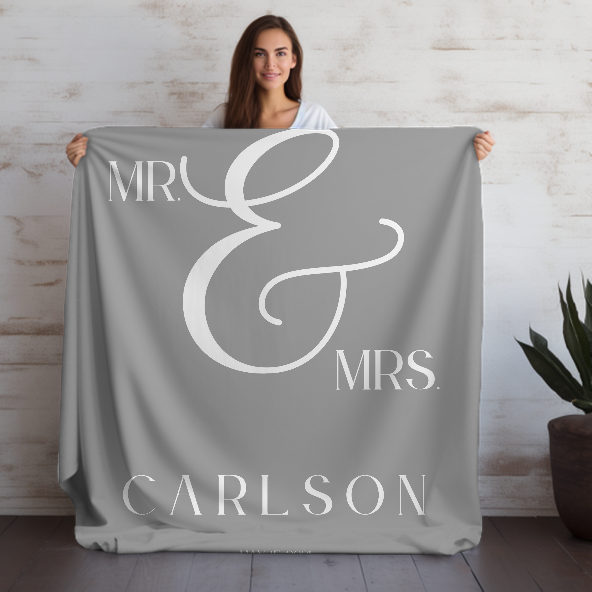 Mr. & Mrs. | Last Name | Velveteen Plush Blanket