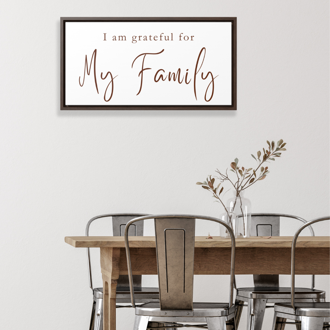 Grateful For Family | Gratitude Wall Art | Canvas