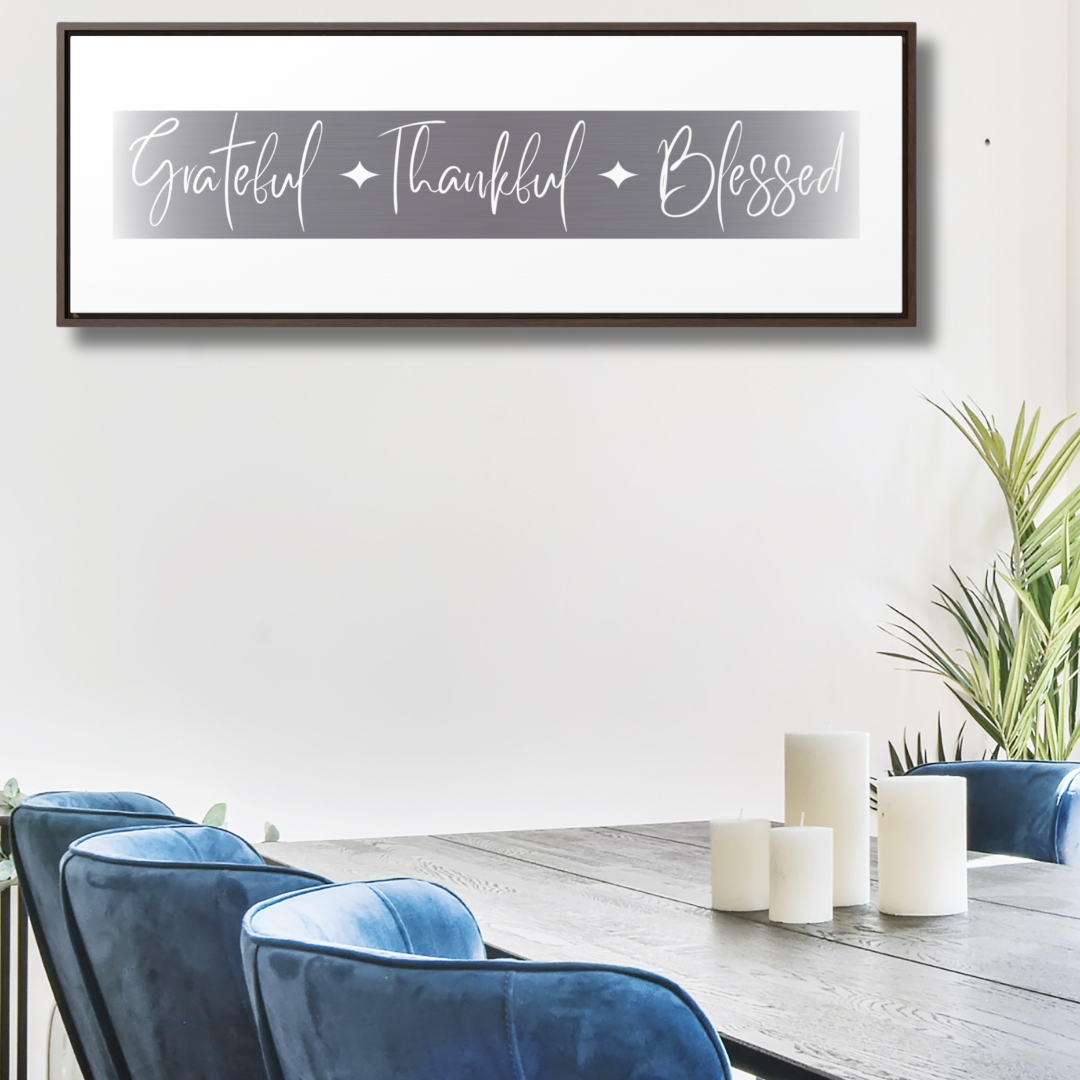 Grateful, Thankful, Blessed | Gratitude Wall Art | Canvas