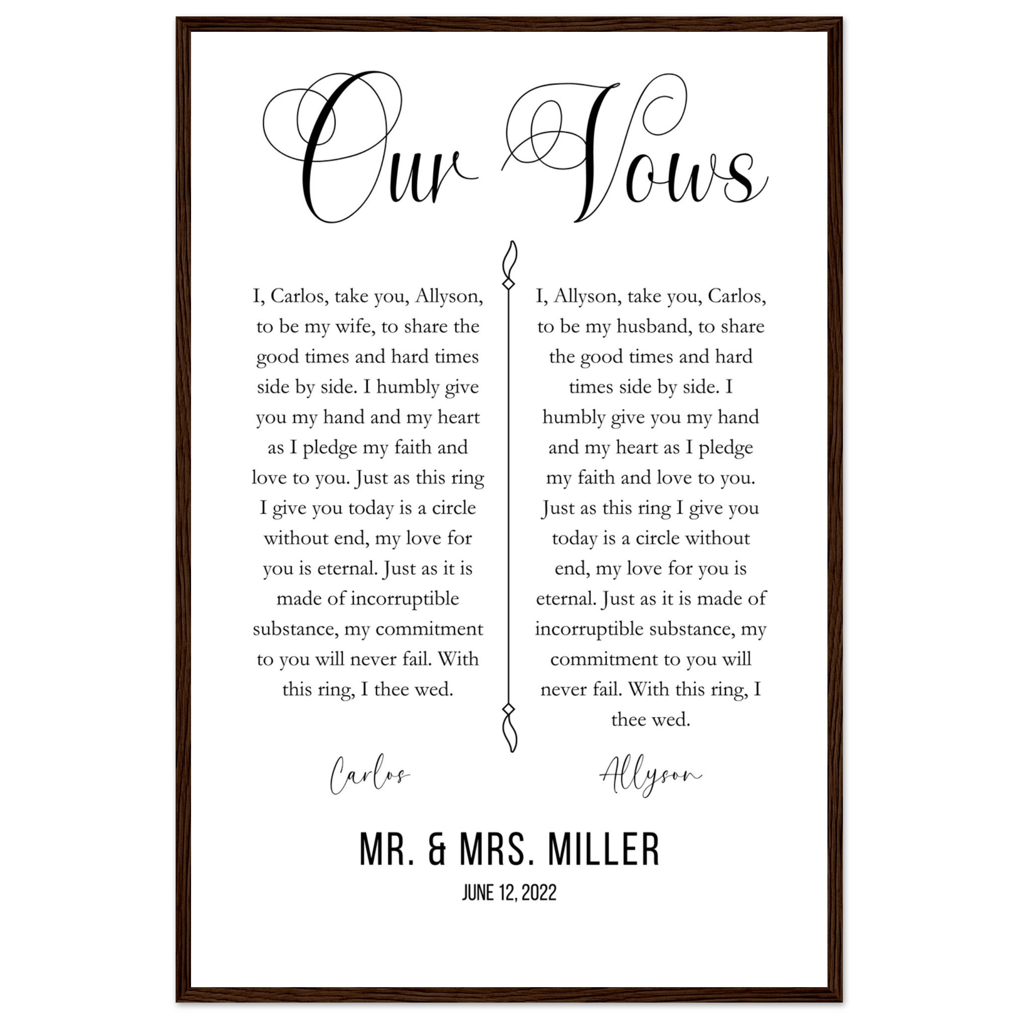 Wedding Vows | Vertical Mr. & Mrs.