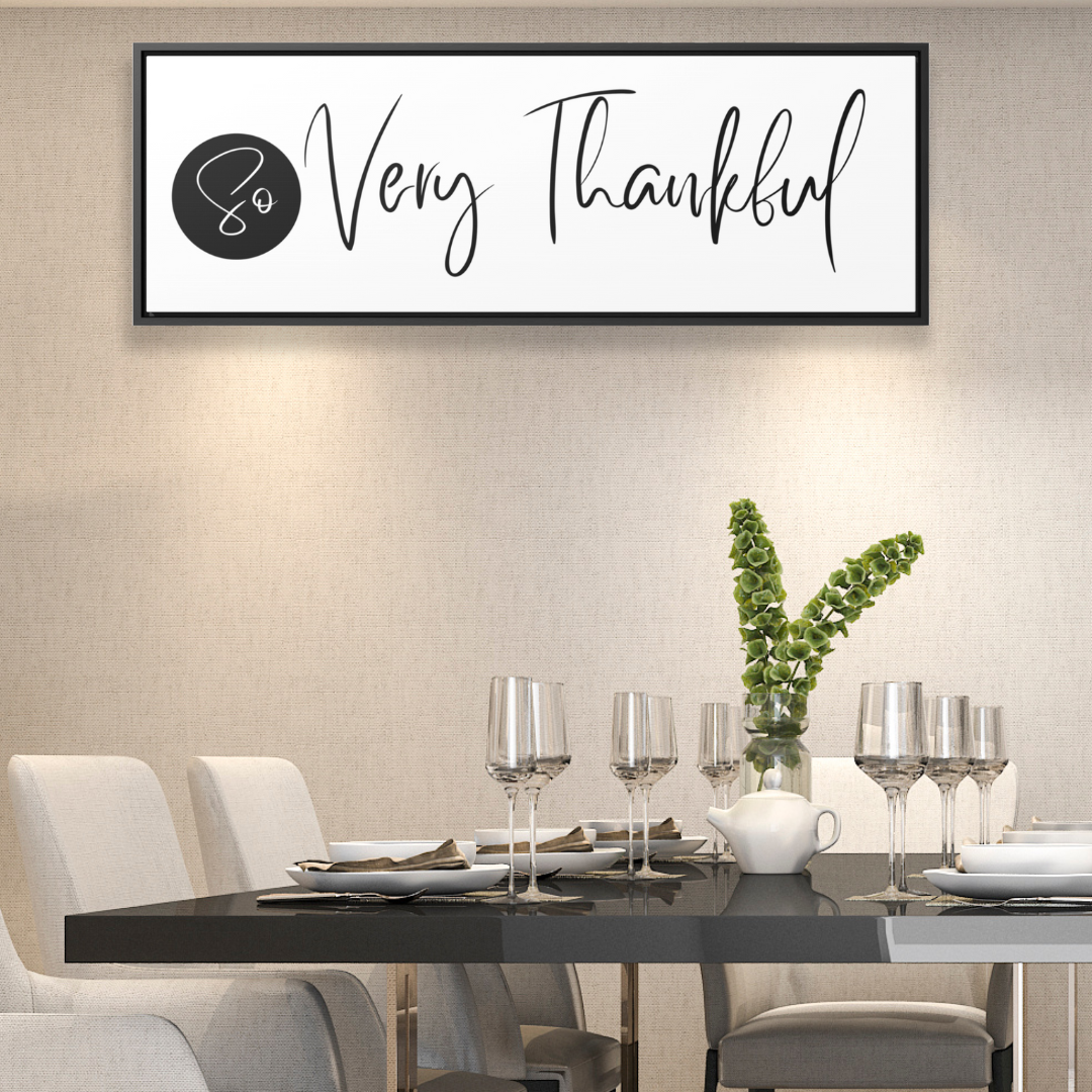 So Very Thankful | Gratitude Wall Art | Canvas