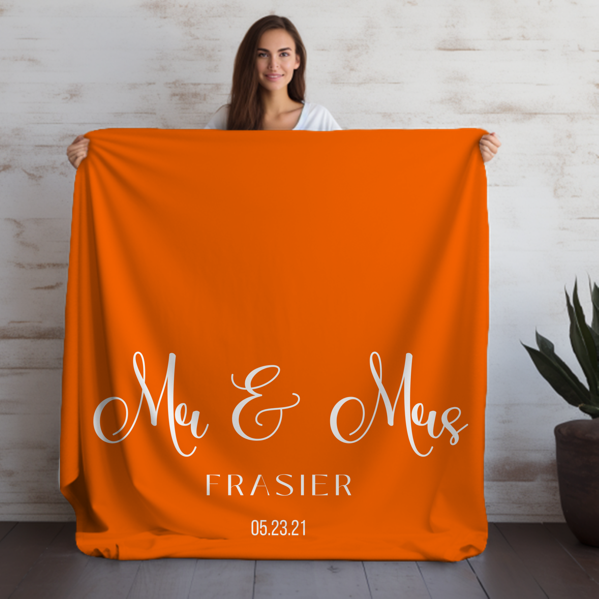 Mr. & Mrs. | Last Name | Velveteen Plush Blanket