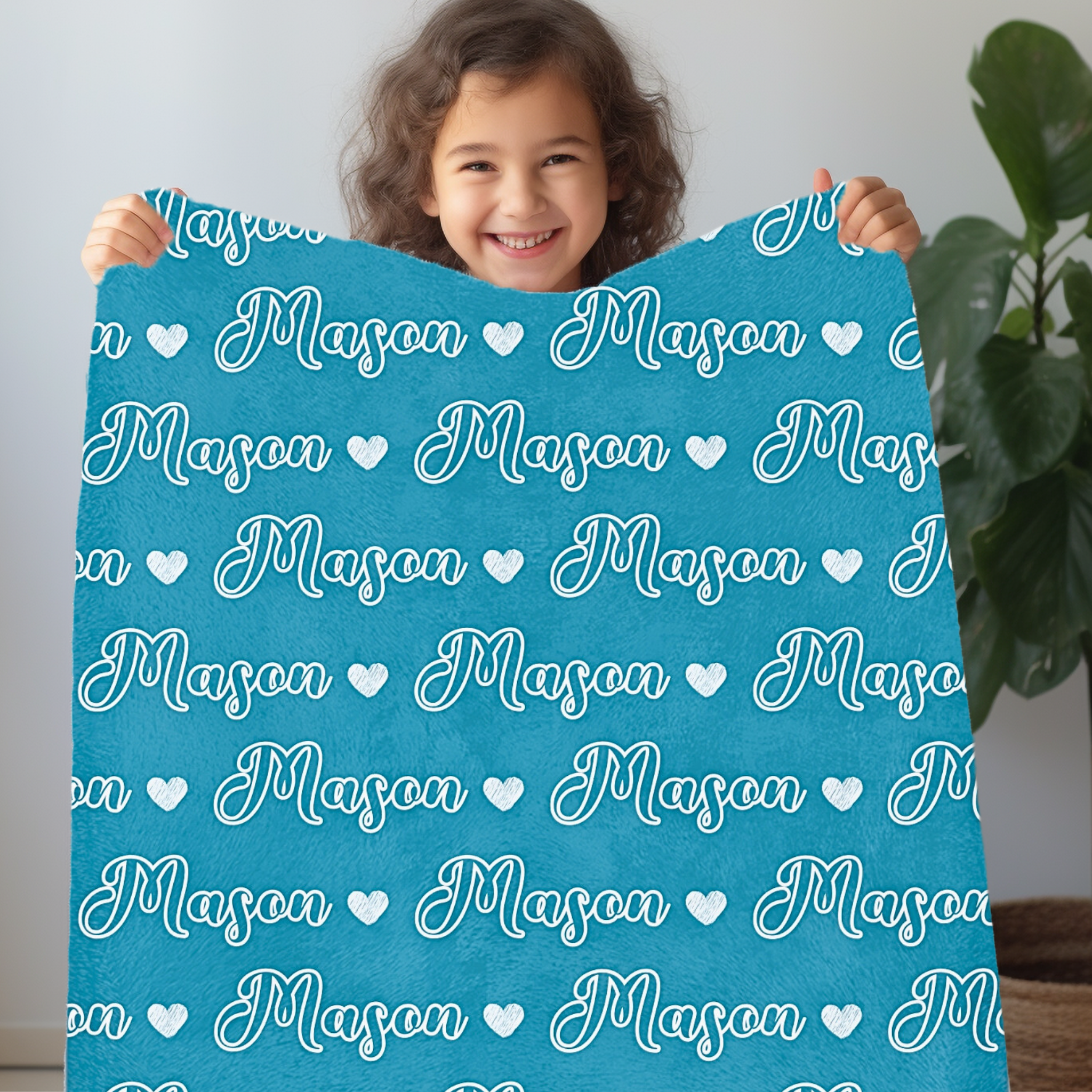 Kids First Name With Love Symbol | Velveteen Minky Blanket